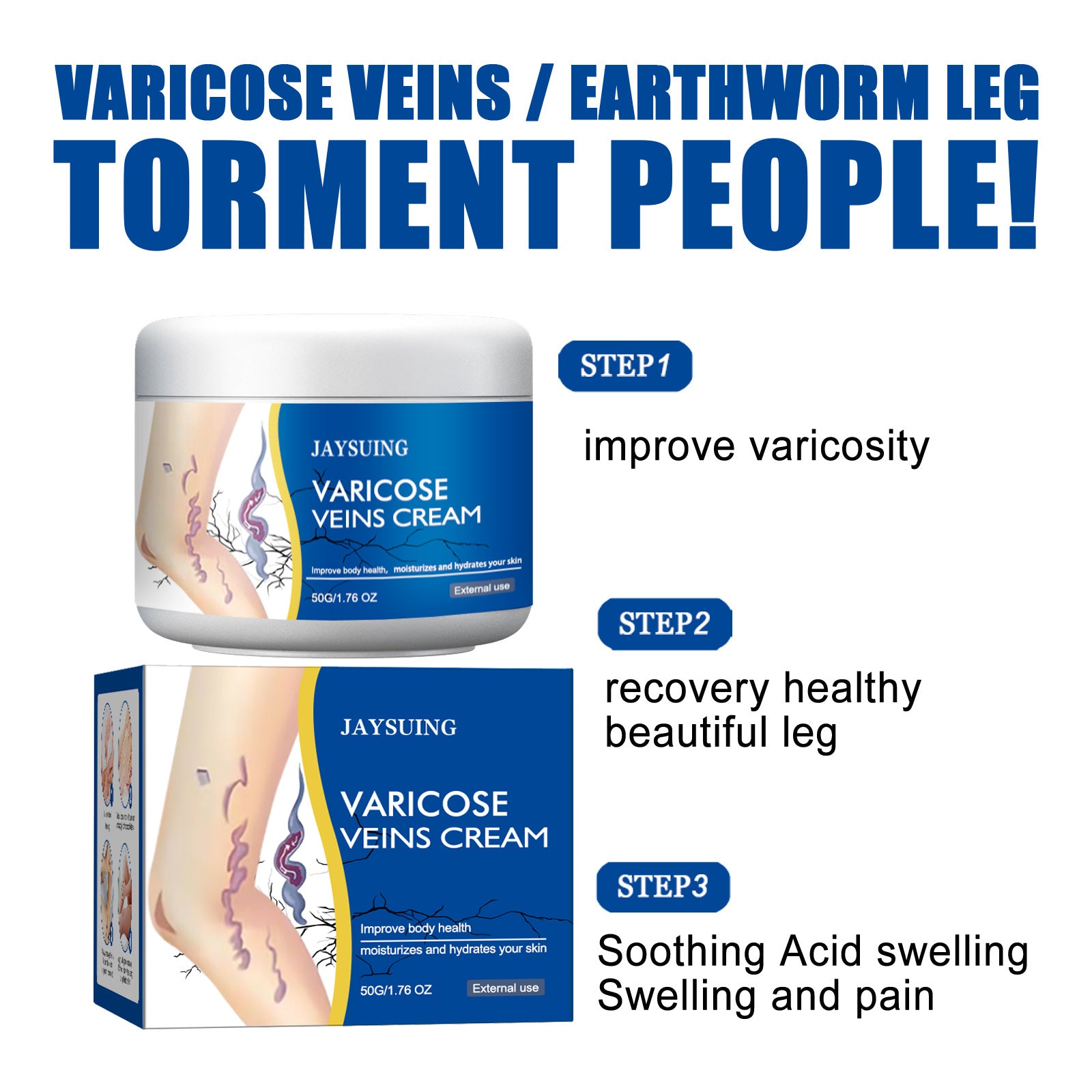 Leg Vein Repair Cream Varicose Massage Earthworm Legs